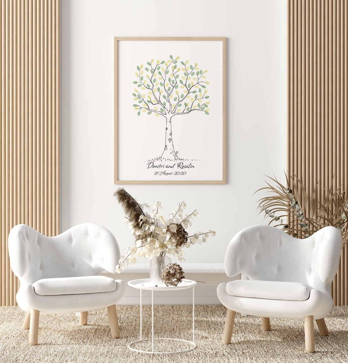 Wedding Fingerprint Tree Guest Book, Custom Sketch Art Print - Image 2