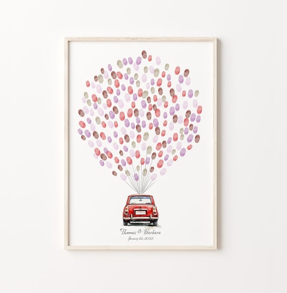 Red Car Wedding Fingerprint Guest Book