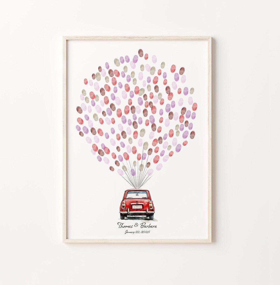 Red Car Wedding Fingerprint Guest Book