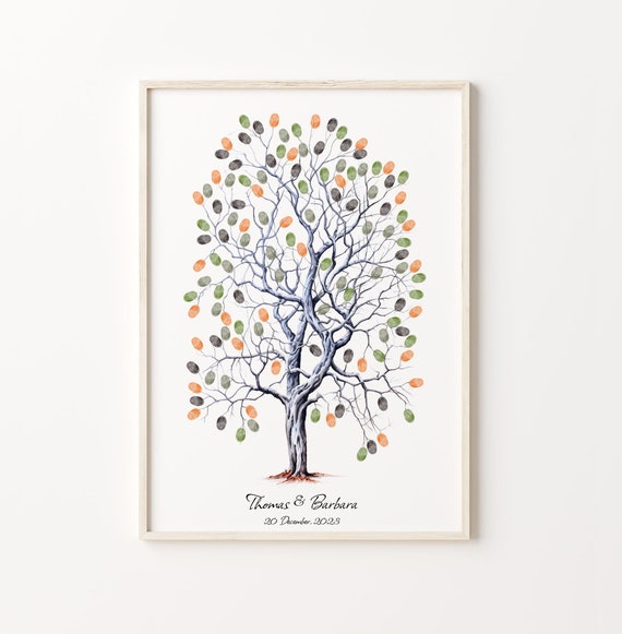 Personalized Tree Fingerprint Guest Book, Wedding Keepsake