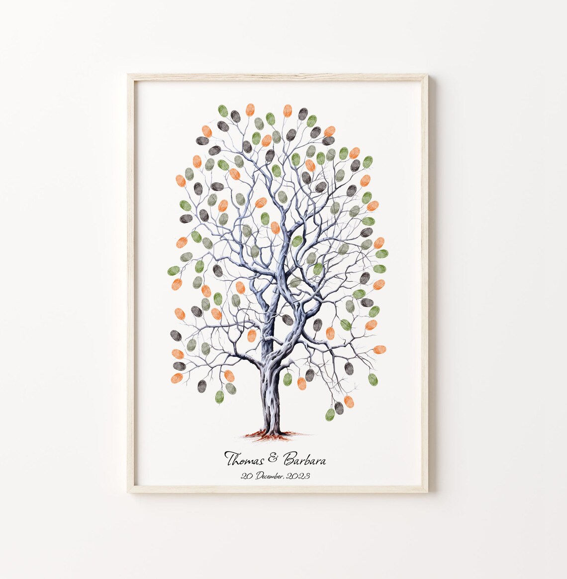 Personalized Tree Fingerprint Guest Book, Wedding Keepsake