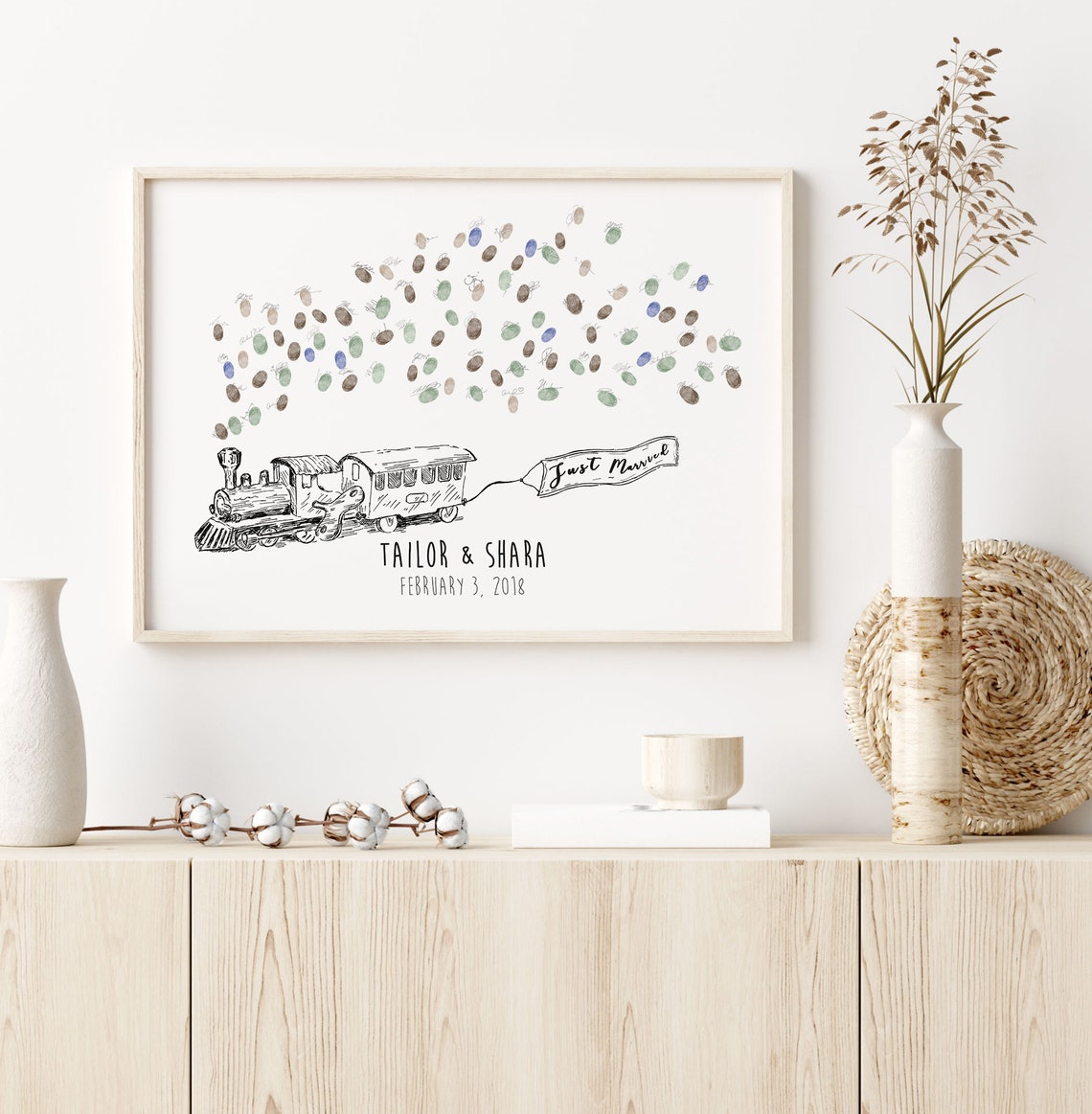Wedding Train Sketched Train, Just Married Art Print - Image 2