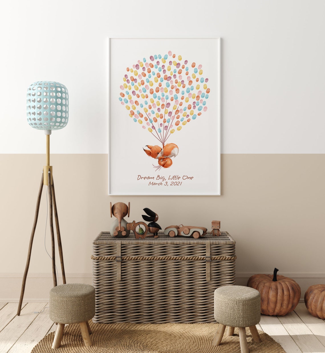 Baby Fox Watercolor Guest Book, Birthday Keepsake - Image 2