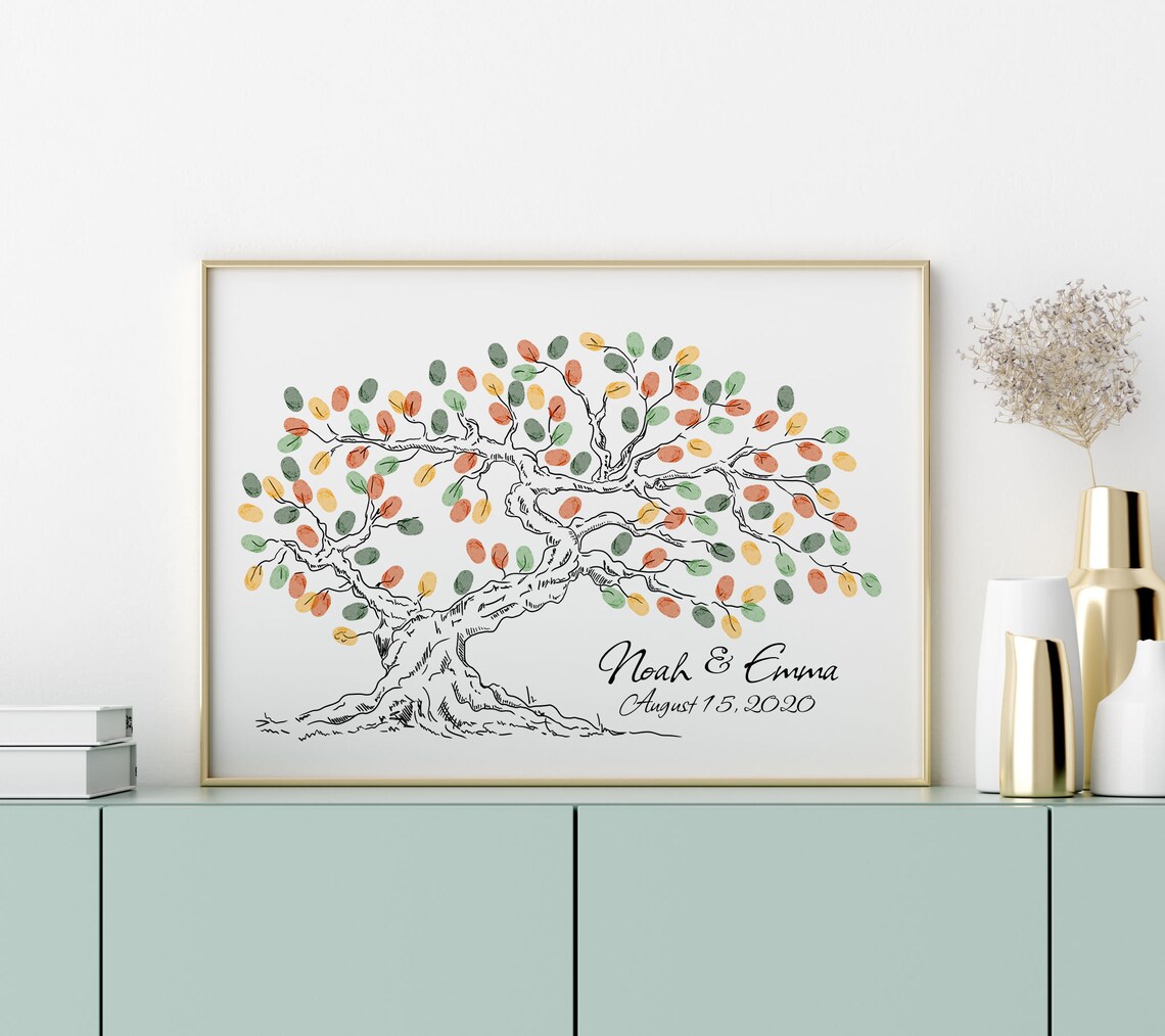 Sketch Thumbprint Tree Wedding Guest Book Art Print - Image 4