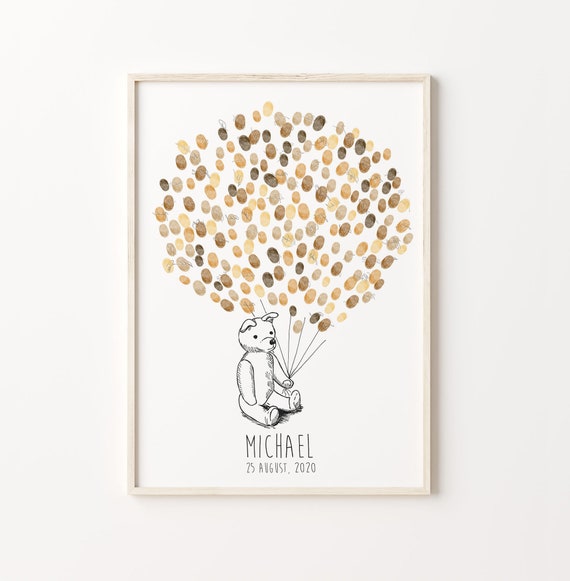 Sketch Bear Guest Book, Custom Baby Shower Art Print
