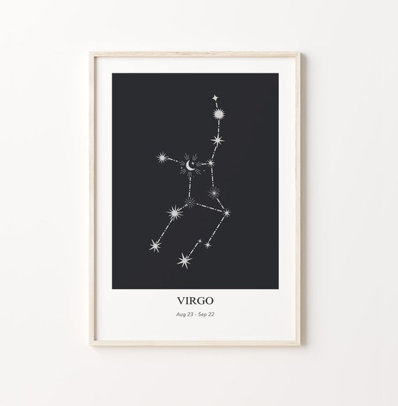 Virgo Zodiac Print Zodiac Constellation Virgo Star Sign Modern Geometric Poster Astrology Print Star Sign Instant