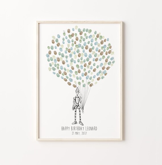 Playful Pinocchio Balloon Bunch Birthday Guest Book Keepsake Poster