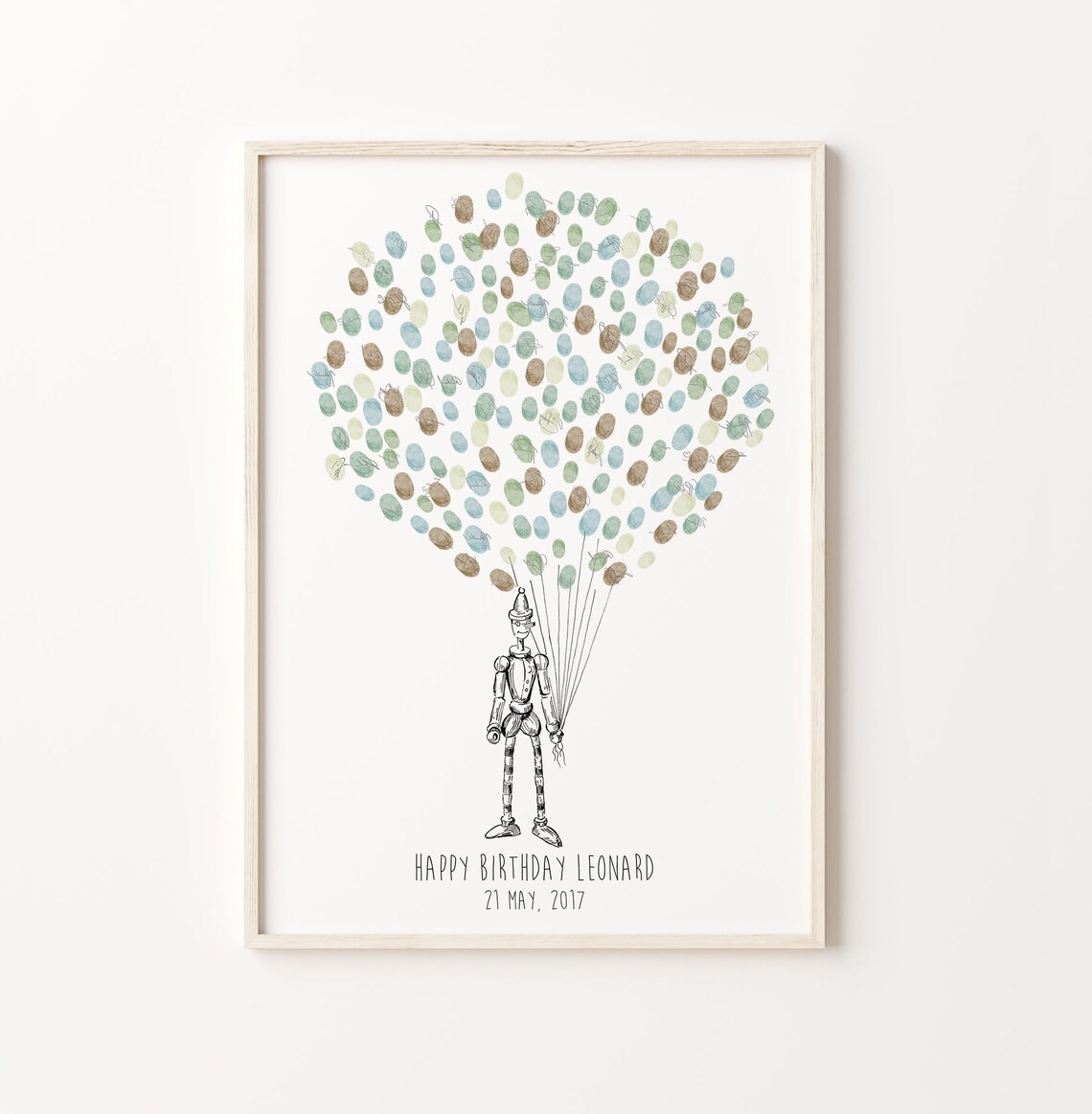 Playful Pinocchio Balloon Bunch Birthday Guest Book Keepsake Poster