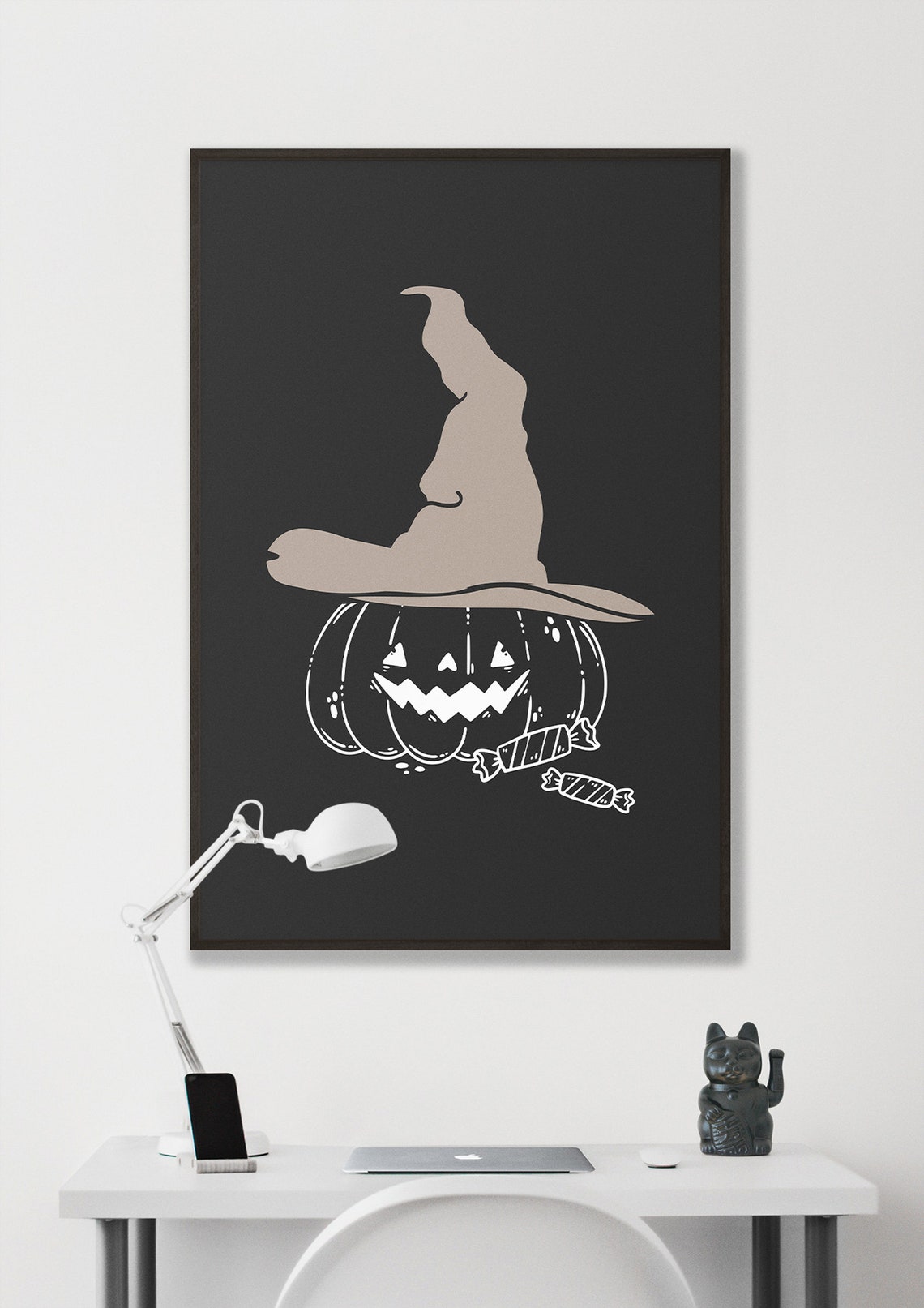 Jack O Lantern Pumpkin Witch Hat Candy Minimalist Halloween Poster - Image 2
