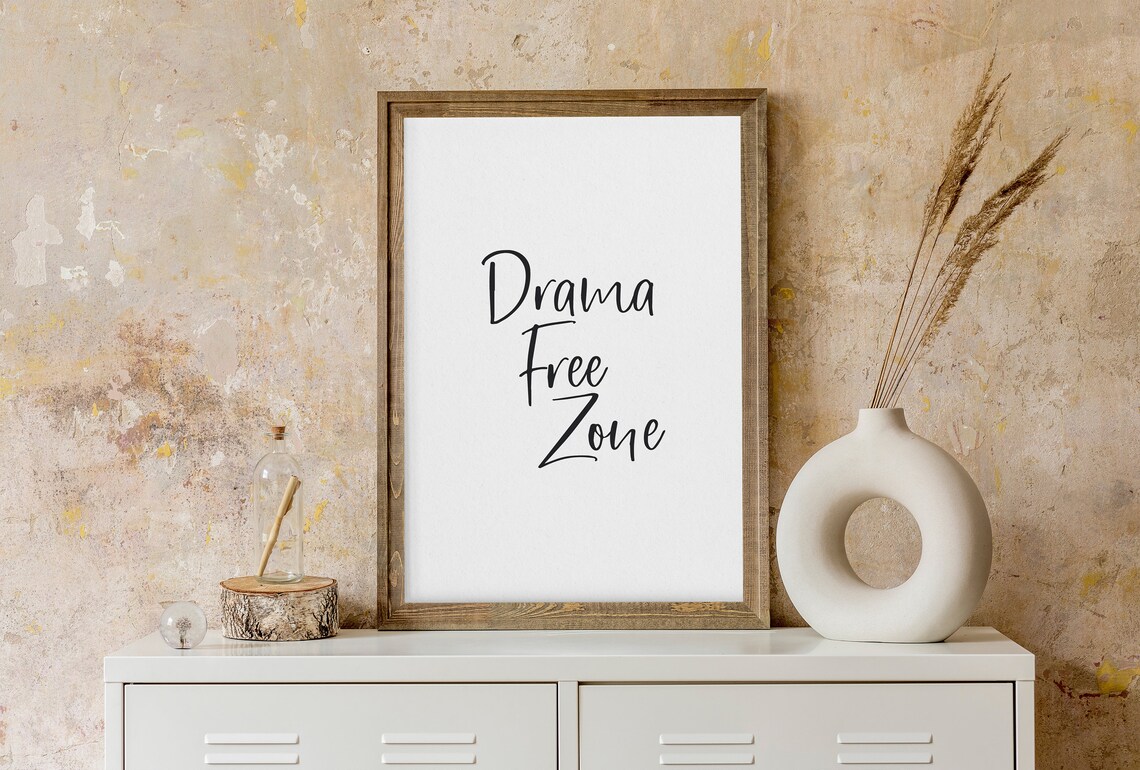 Drama Free Zone Quote Print Minimalist Teen Girl Bedroom Wall Decor - Image 3