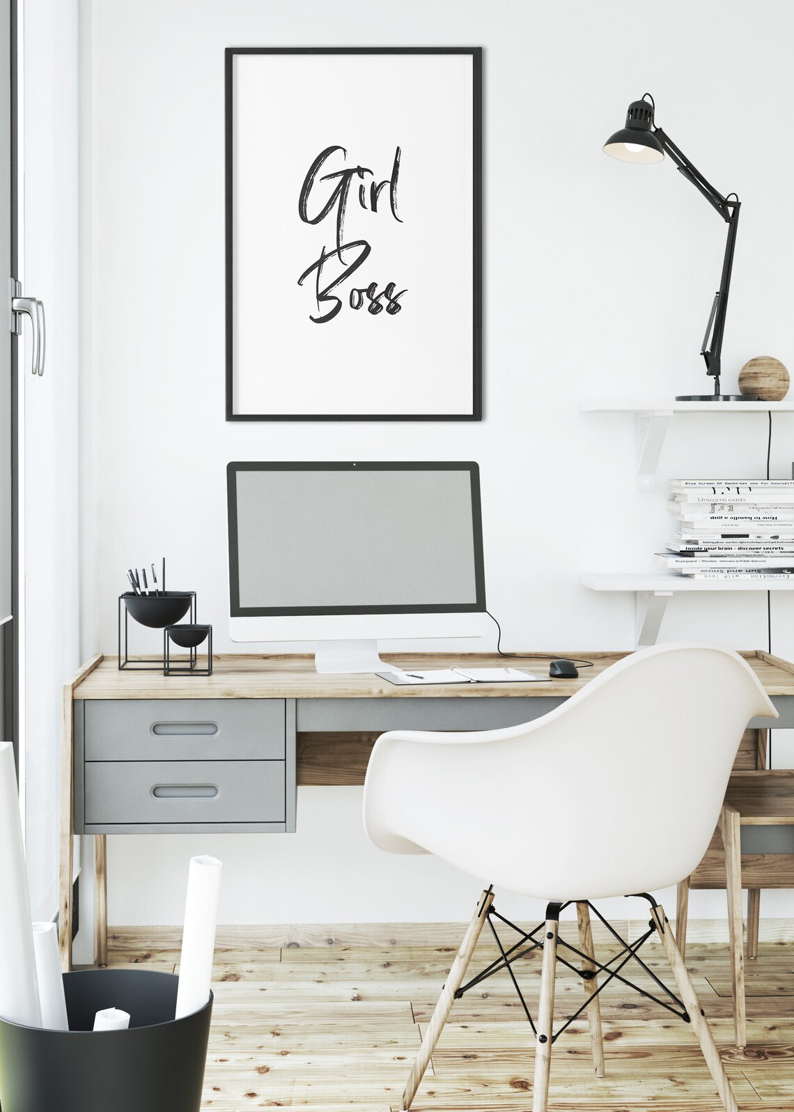 Girl Boss Bold Brush Script Empowering Women Quote Office Poster - Image 3