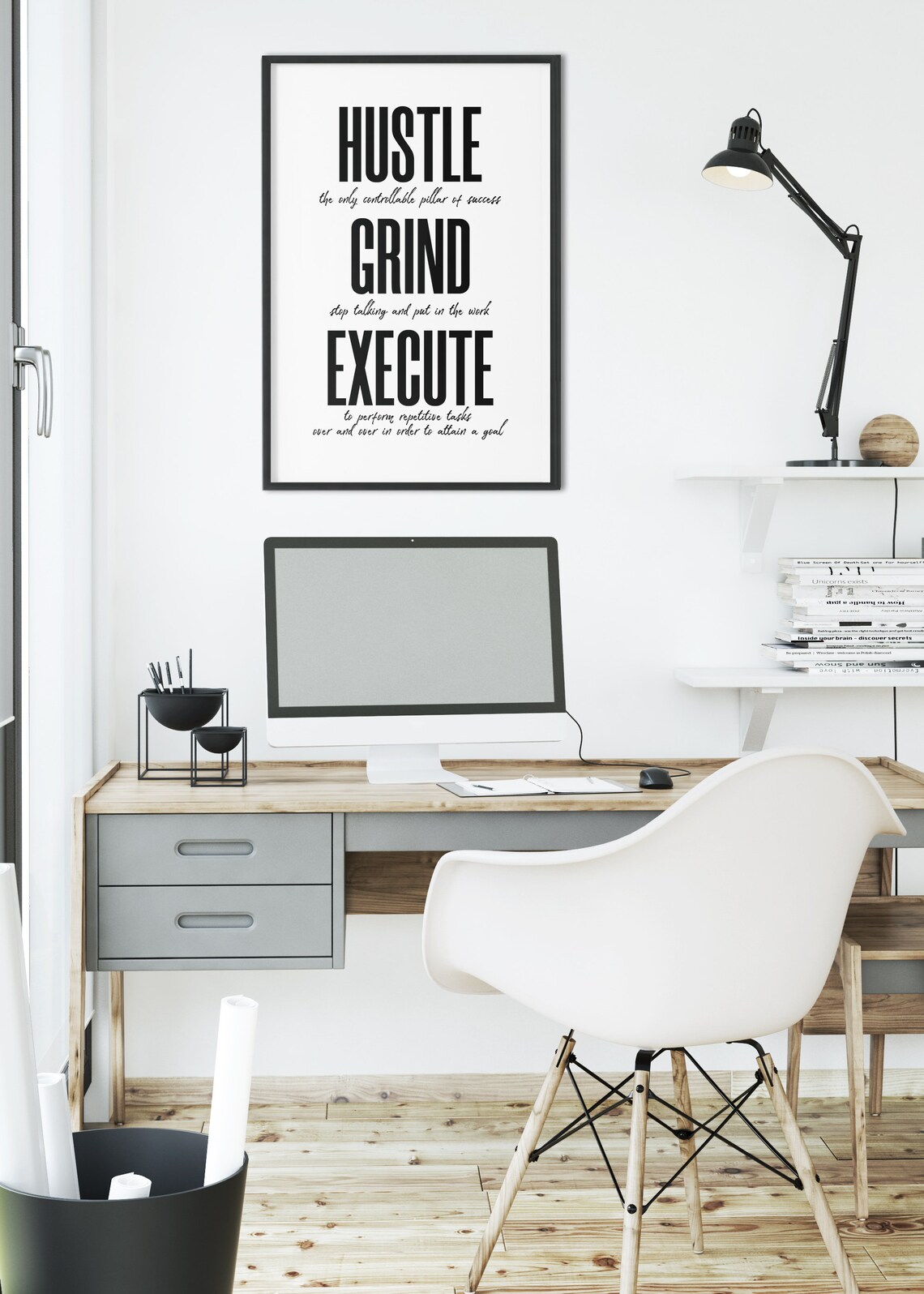 Hustle Grind Execute Prints Minimalist Office Decor Wall Art Modern Decor Hustle Poster Inspirational Quotes Entrepreneur Gift - Image 4