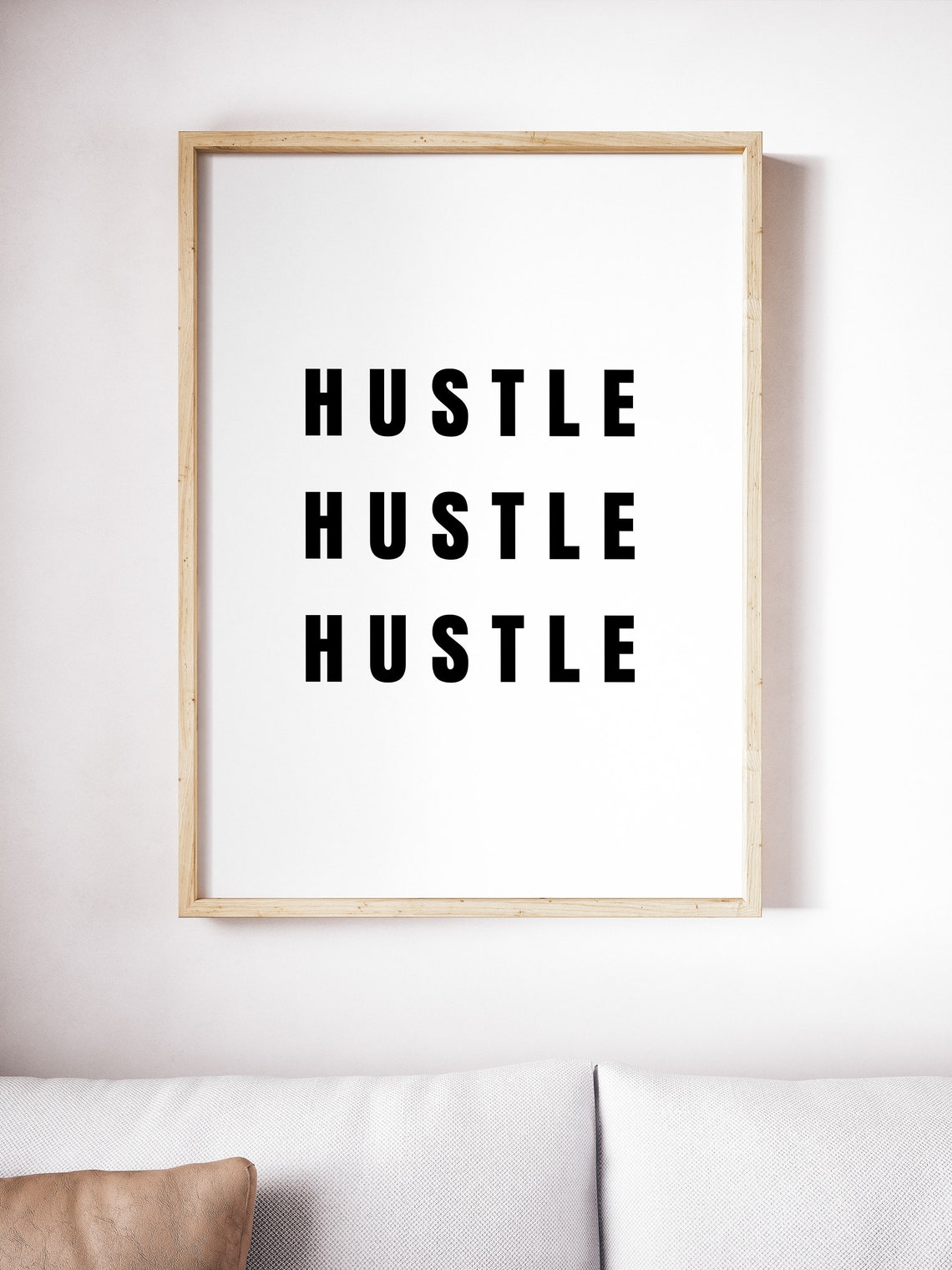 Hustle Repeat Bold Black Typography Motivational Office Wall Art - Image 2