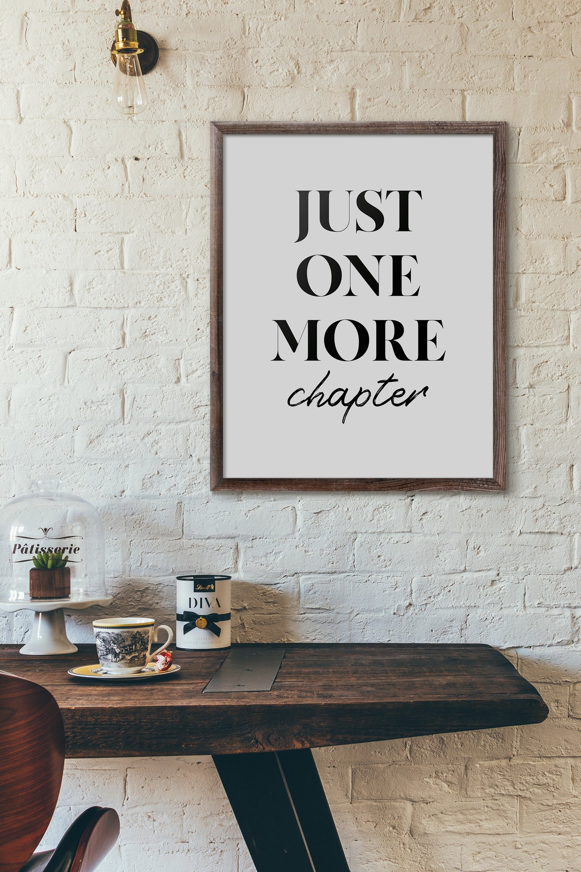 Just One More Chapter Wall Art Gift For Writers Book Lovers Print Home Decor Reading Quotes Library Decor Library Wall Art - Image 2