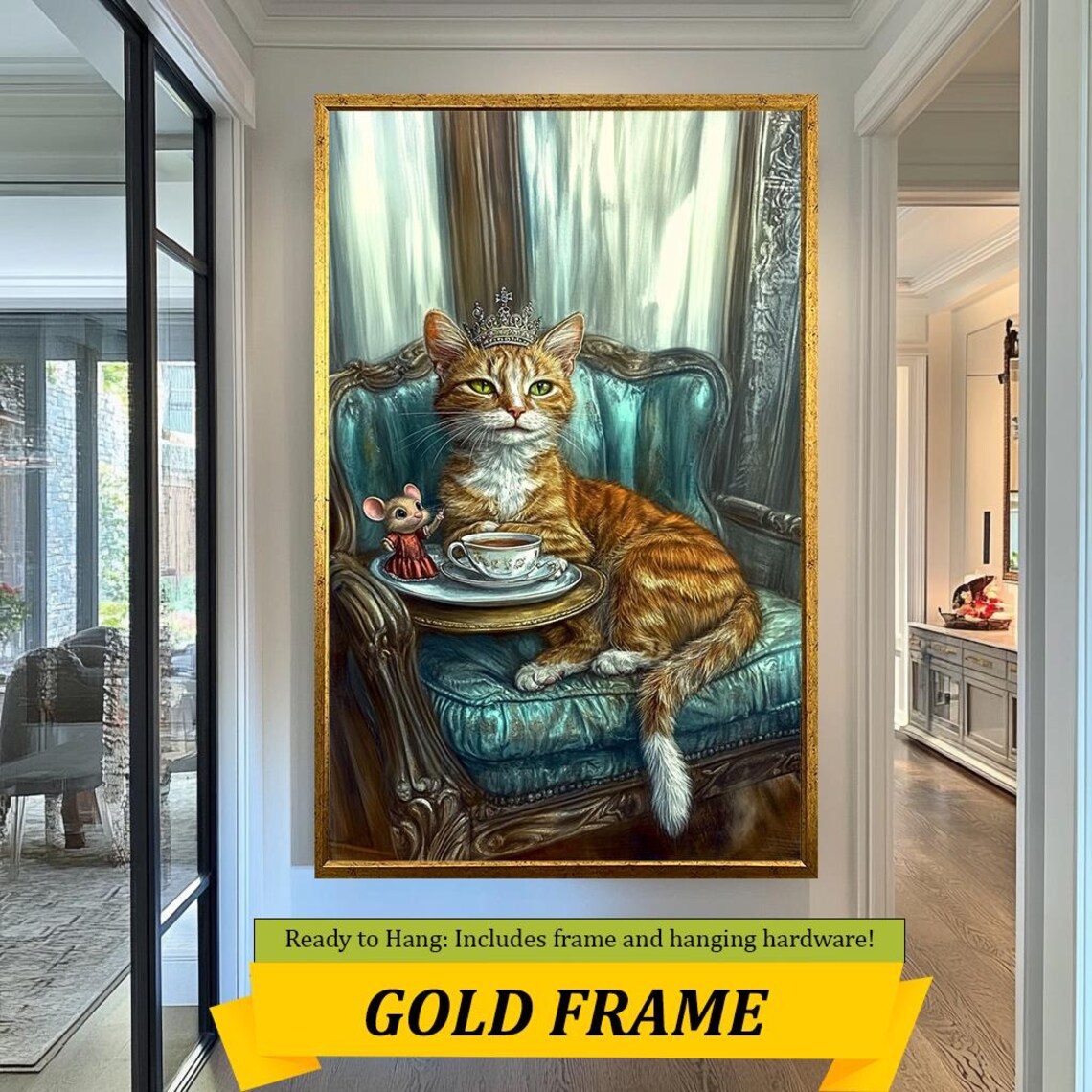 Royal Cat And Mouse Tea Party Crown Victorian Whimsical Wall Art Poster - Image 3