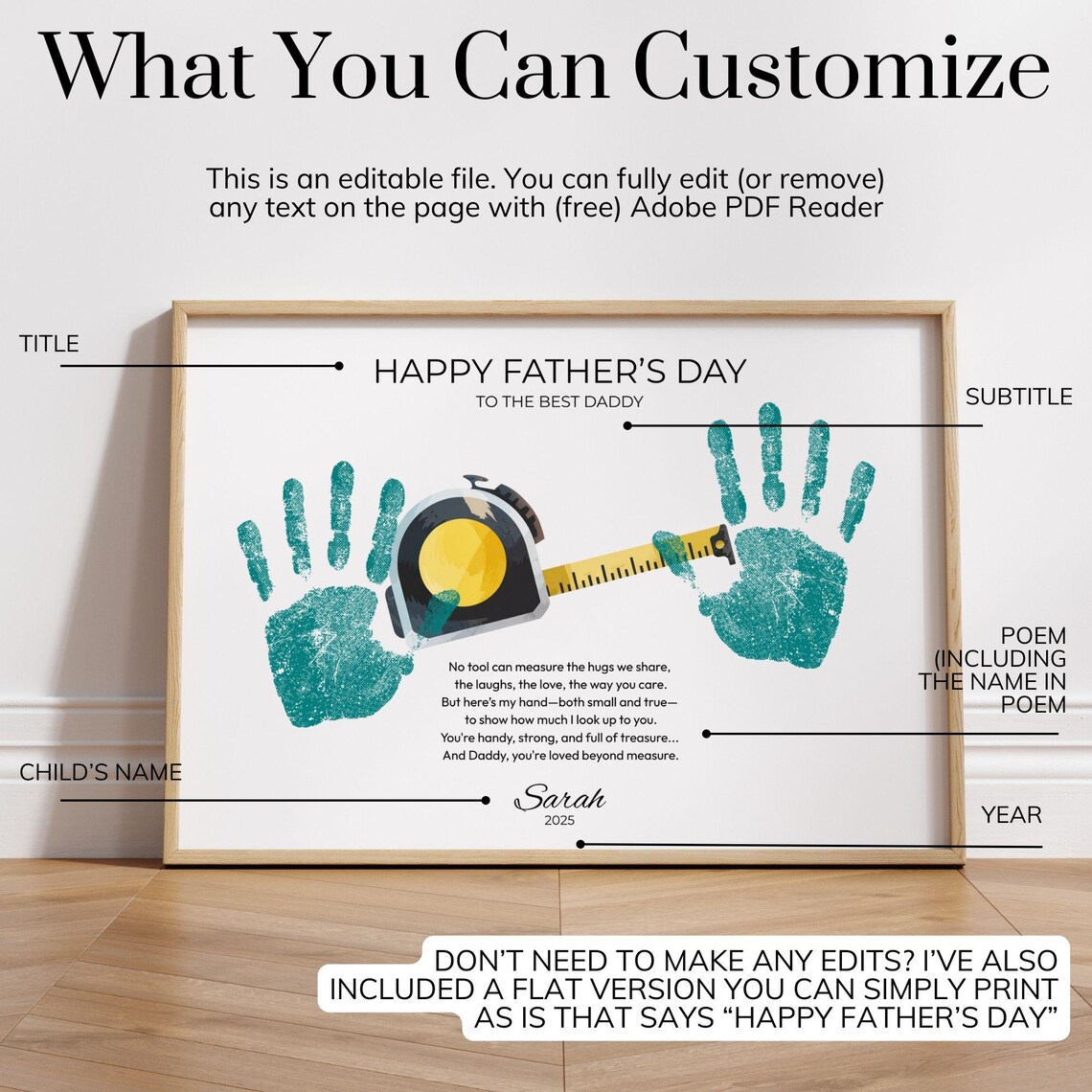 Fathers Day Handprint Poem, Gift for Dad - Image 2