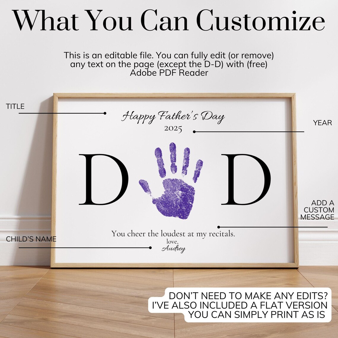 Personalized Father's Day Handprint Craft, Dad Gift Art Print - Image 2