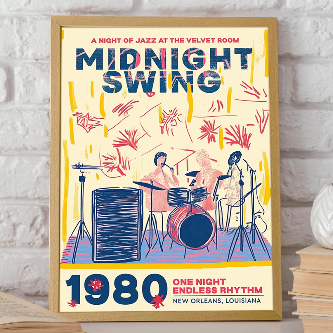 Retro Jazz Band Illustration, New Orleans Jazz Poster - Image 2