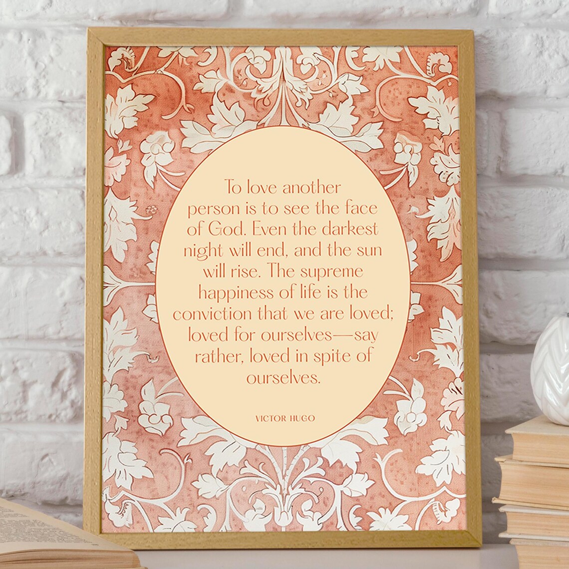 Victor Hugo Love Quote Blush Pink Floral Medallion Art Poster - Image 2