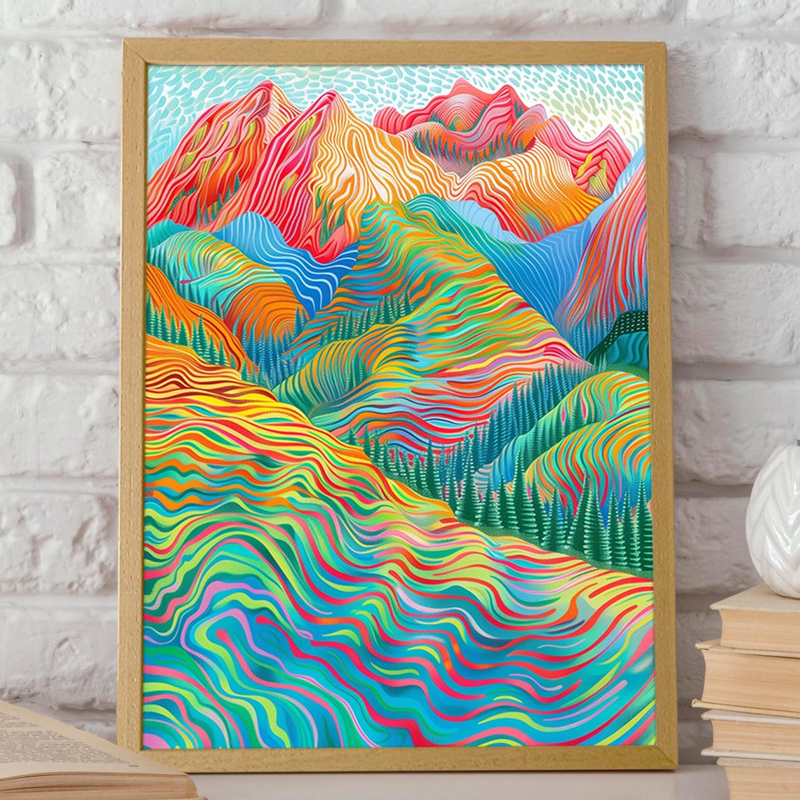 Abstract Scenic Mountain Art Print Colorful Nature Wall Decor Modern Mountain Landscape Poster Poster Or Print - Image 2