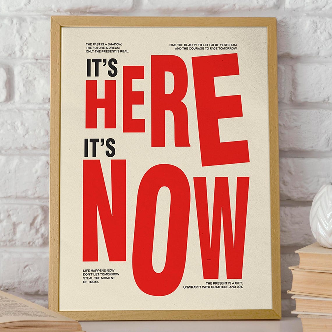 Its Here Its Now Typography Poster Bold Modern Wall Art Minimalist Inspirational Art Print Poster Or Print - Image 2