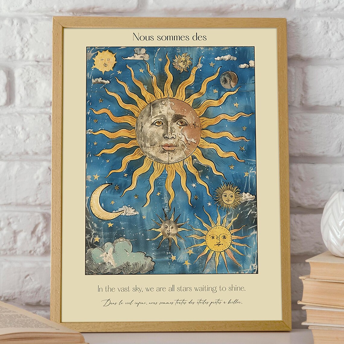 We Are All Stars Vintage Sun and Moon Celestial Quote Wall Art - Image 2