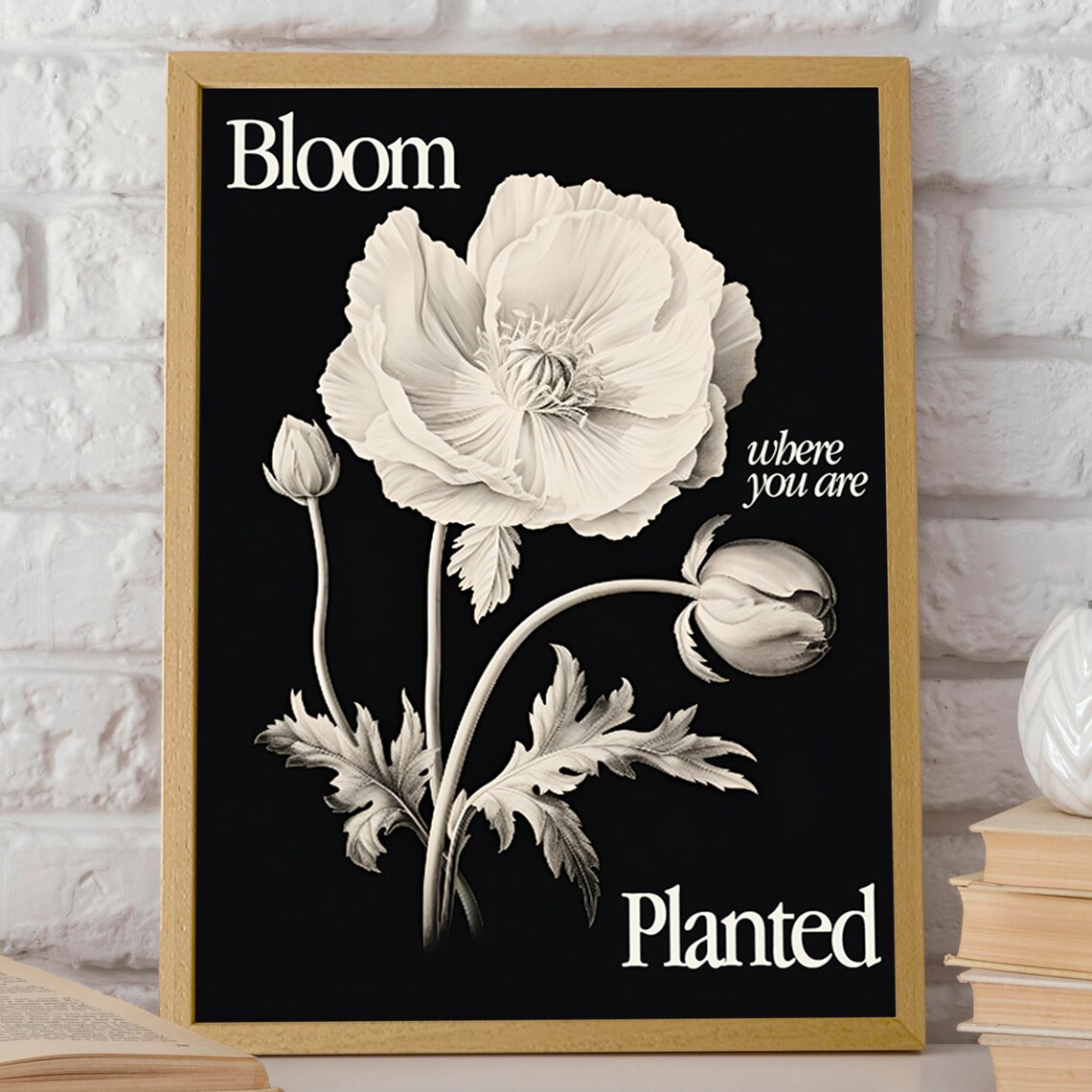 Bloom Where You Are Planted Anemone Botanical Quote Art Poster - Image 2