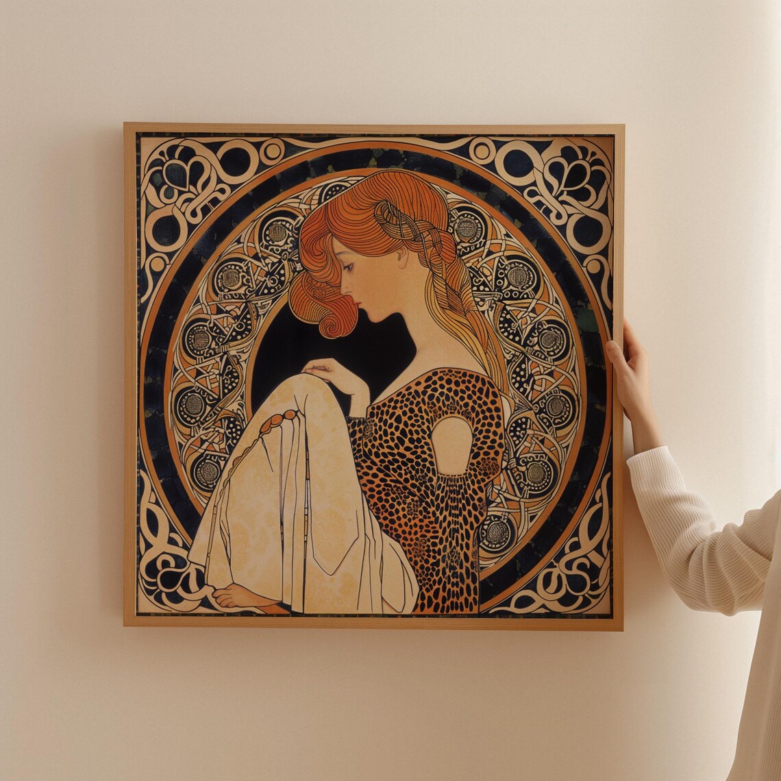 Art Nouveau Redhead Woman Portrait Vintage Decorative Wall Art