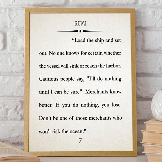 Rumi Quote Ship And Ocean Literary Inspirational Poem Book Art Poster