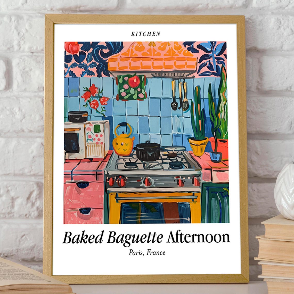 Vibrant Kitchen Poster Baked Baguette Afternoon Illustration Henri Matisse Inspired Vibrant Kitchen Wall Art Poster Or Print - Image 2
