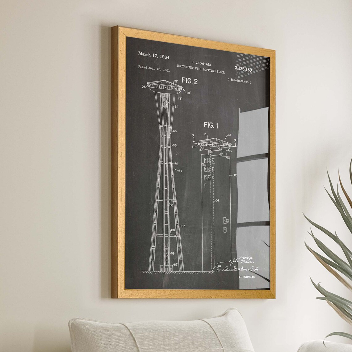 Space Needle 1964 Rotating Restaurant Patent Print