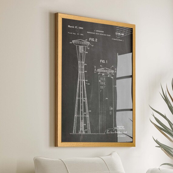Space Needle 1964 Rotating Restaurant Patent Print