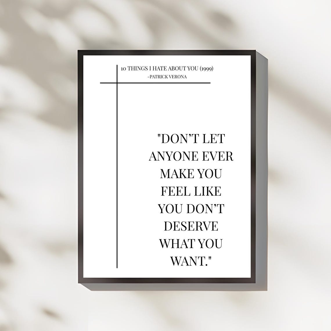 10 Things I Hate About You Movie Quote Poster Romantic Film Typography