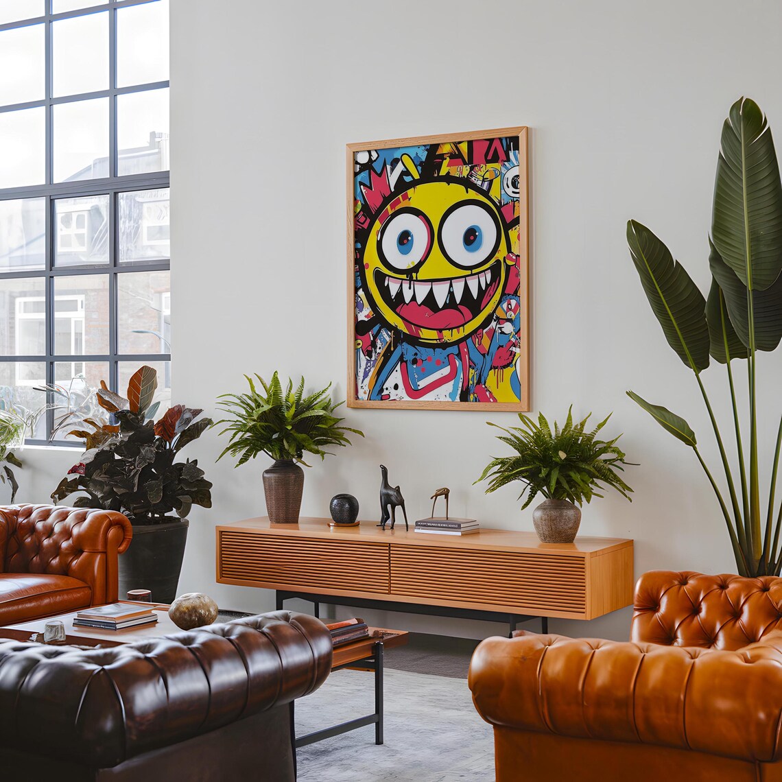 Colorful Graffiti Smiley Monster Face Street Art Painting Poster - Image 5