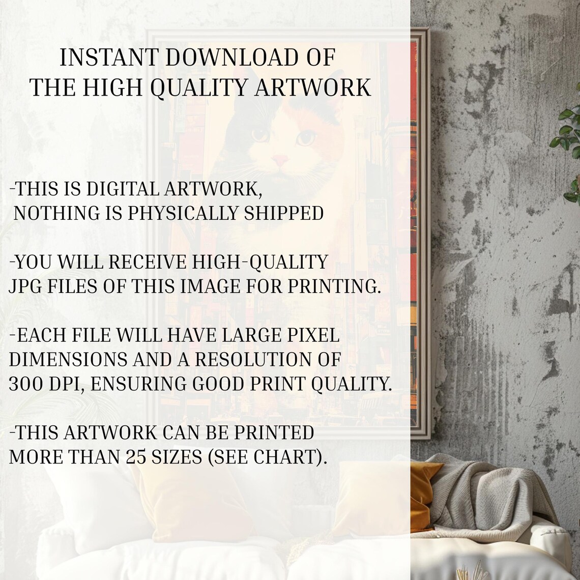 Huge Calico Cat in the City, Cute Cat Decor Art Print - Image 3