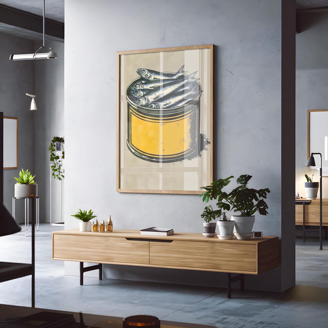 Yellow Vintage Tin Overflowing With Sardines Kitchen Art Poster - Image 4