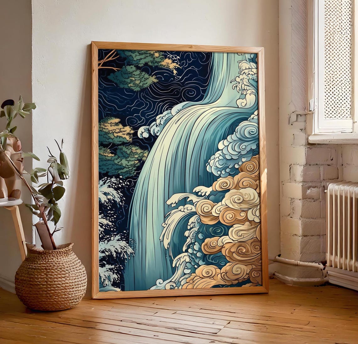 Japanese Ikigai Ukiyo E Print Waterfall Painting Poster Masculine Wall Hanging Art Traditional Japanese Artwork - Image 7