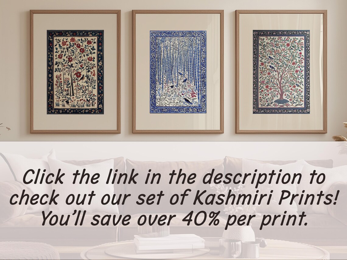 Red Kashmiri Style Textile Wall Art Print, Vintage Decor - Image 5