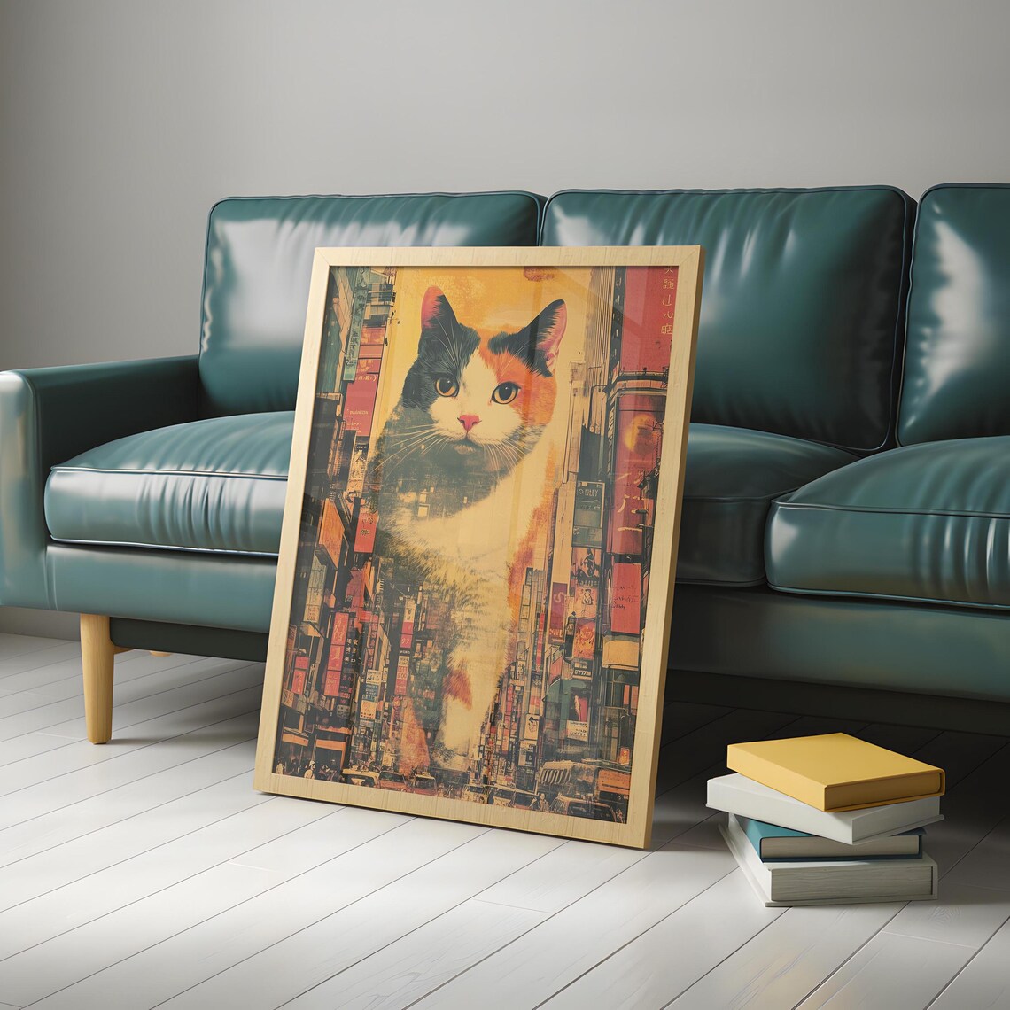 Huge Calico Cat in the City, Cute Cat Decor Art Print - Image 4