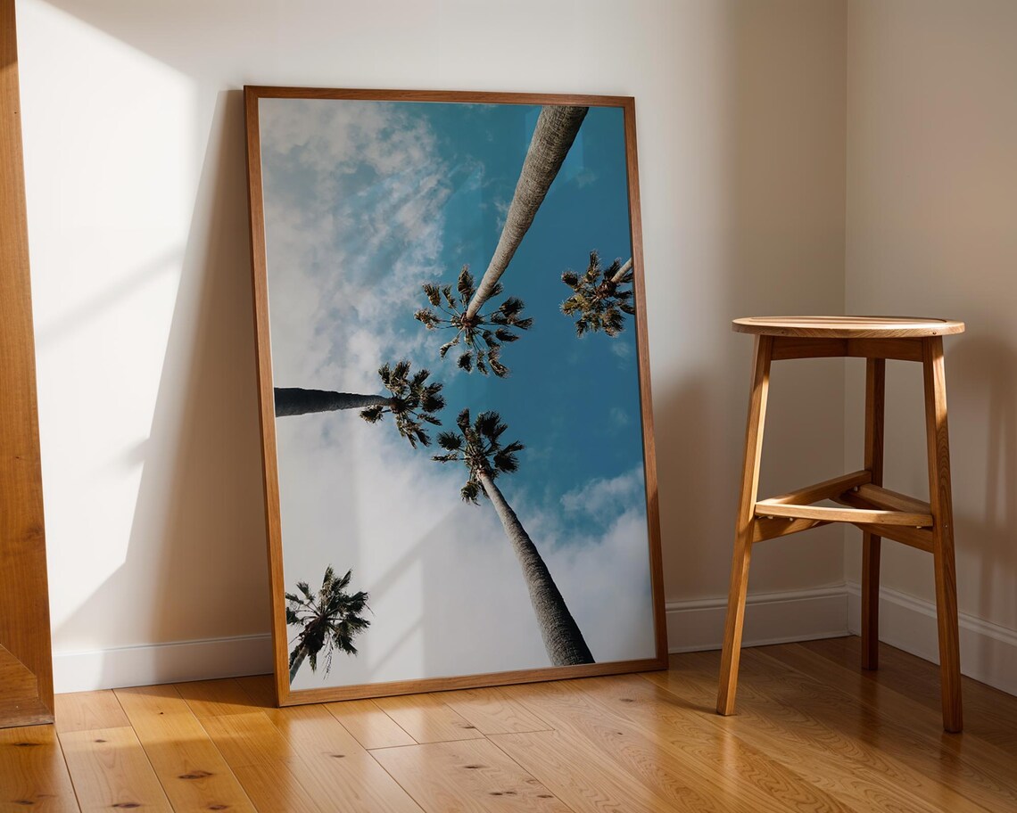 Minimalist Palm Tree Sky Art Print, Coastal Decor