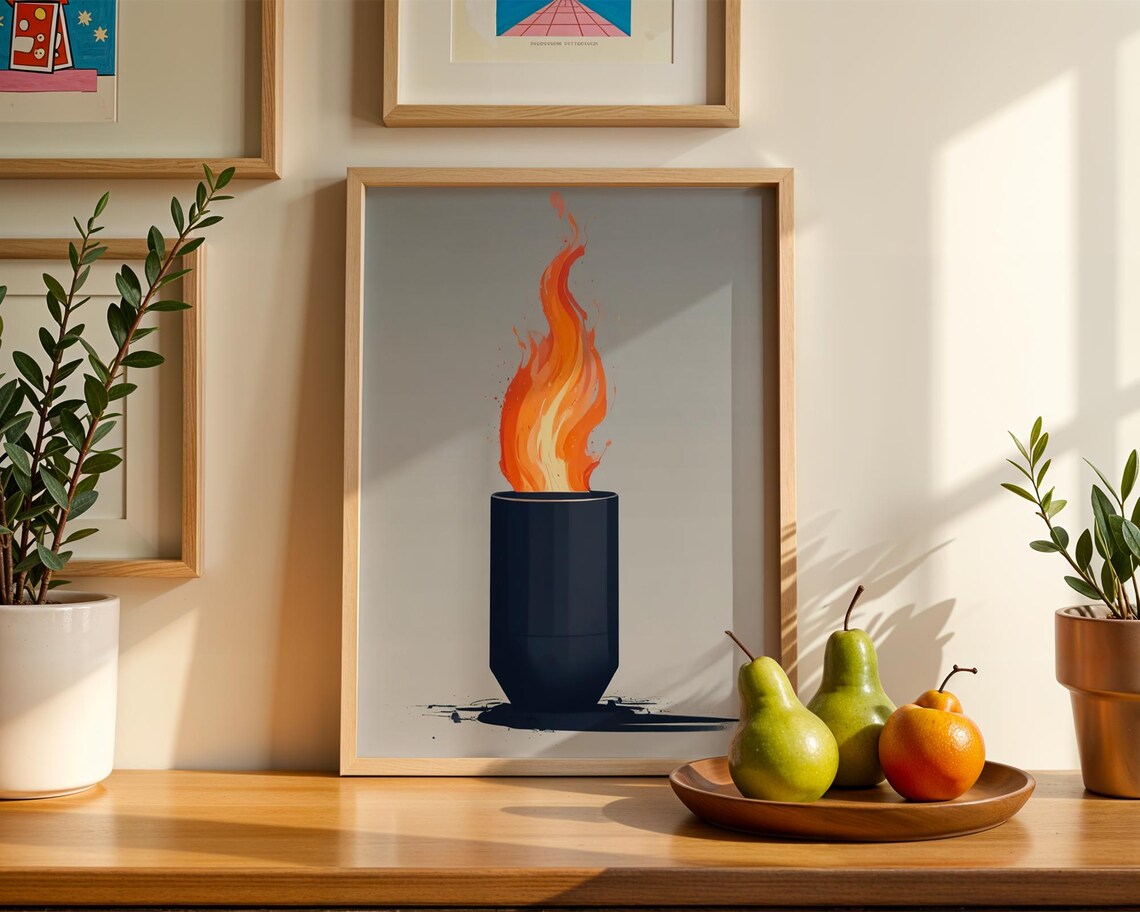 Modern Flame, Minimalist Fire Illustration - Image 2