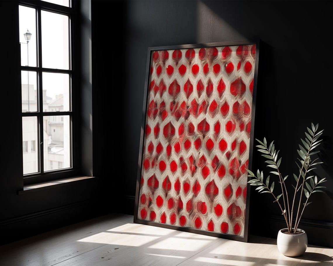 Retro Red Geometric Pattern Seamless Paper For Scrapbooking Design Decor - Image 2