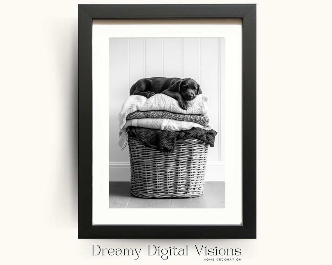 Sleeping Retriever Puppy Laundry Room Art Print