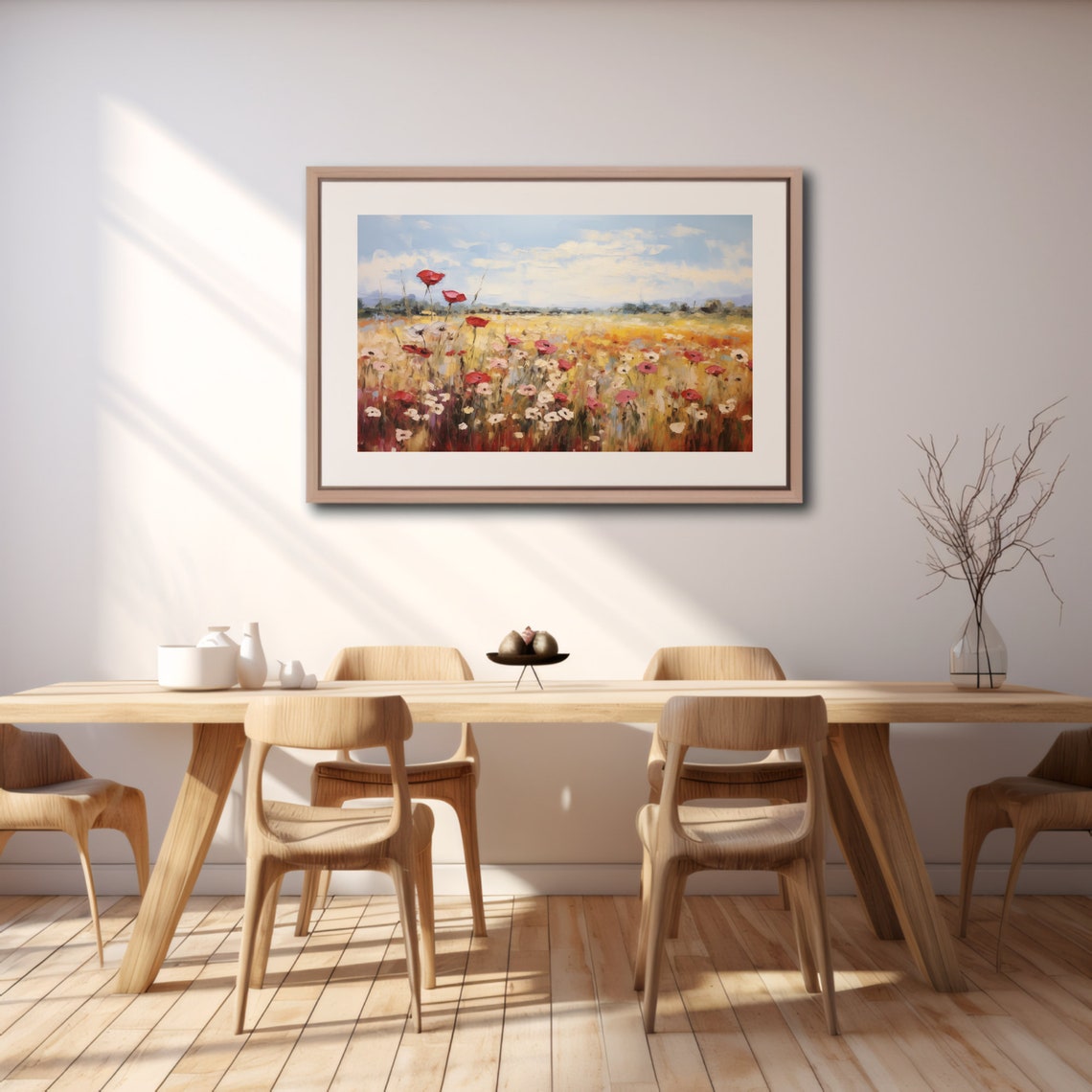 Vintage Wildflower Field Art Print Autumn Landscape Oil Painting Vintage Wildflowers Print Vintage Art Print Wildflowers Rustic Wall Art - Image 2