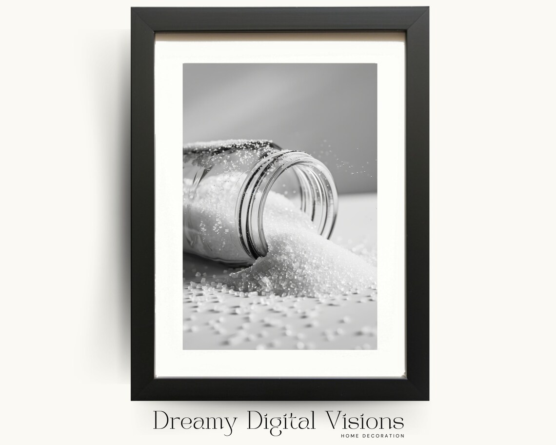 Sugar Black And White Kitchen Wall Art Print