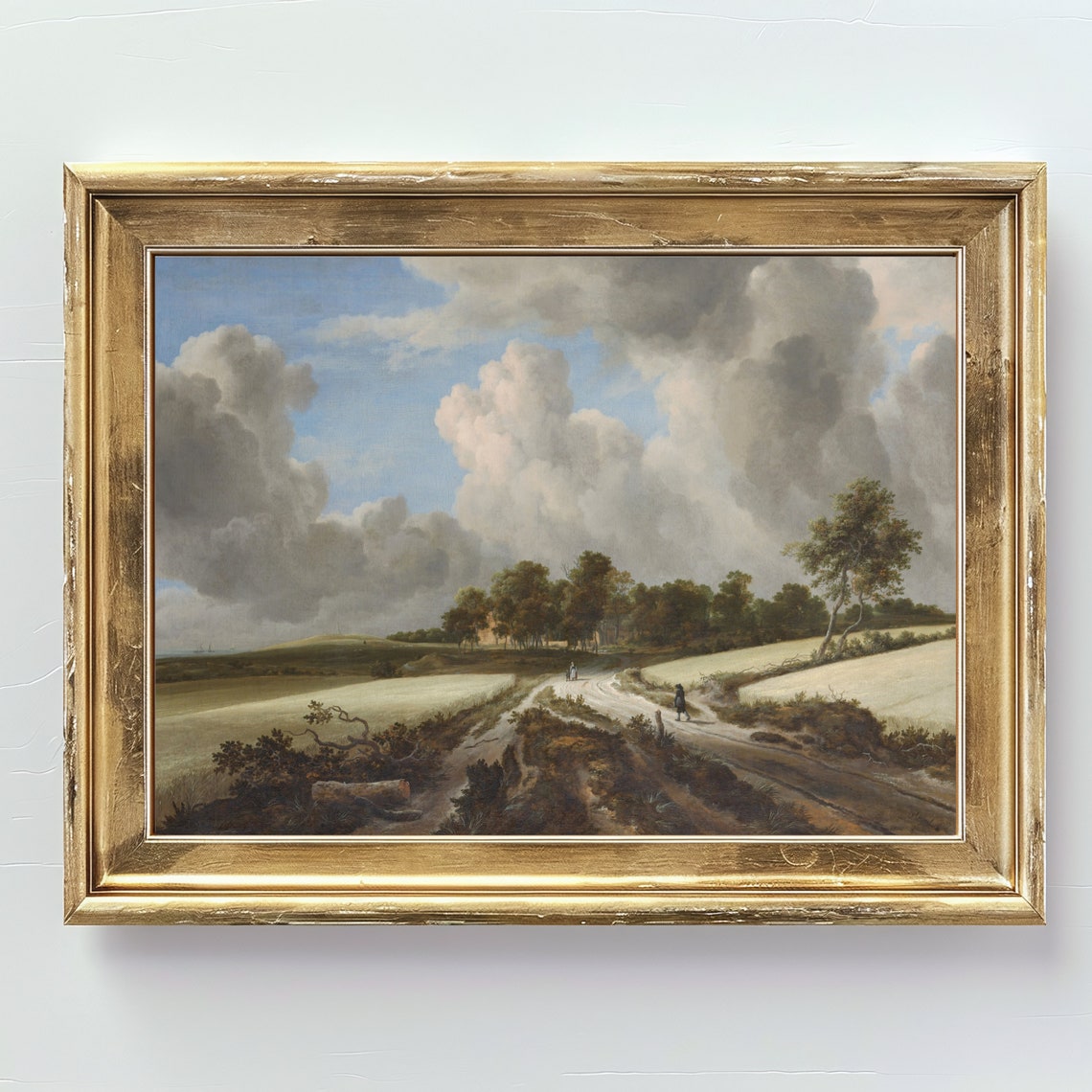 17th Century Wheat Field Road Dramatic Clouds Landscape Poster - Image 2