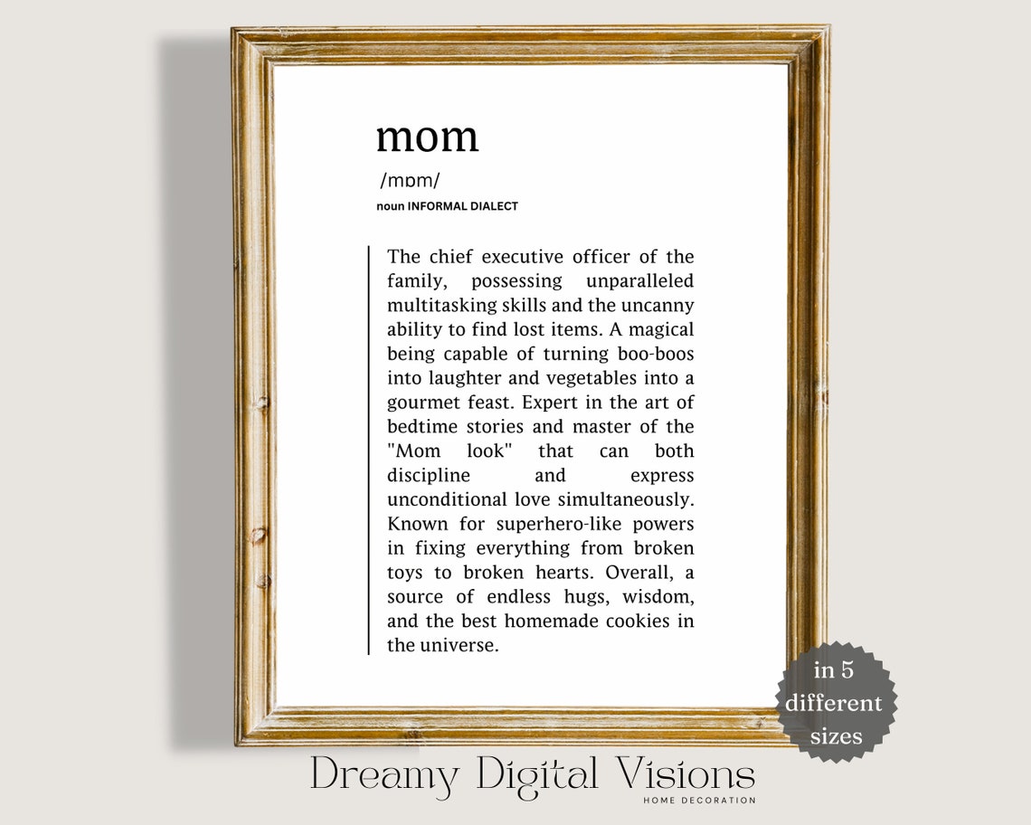 Hilarious Mom Dictionary Definition Mother's Day Gift Art Poster
