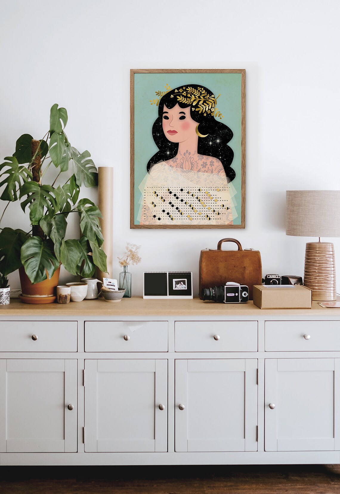 Moon Lady 2025 Lunar Calendar Moon Phases Celestial Illustrative Poster - Image 4