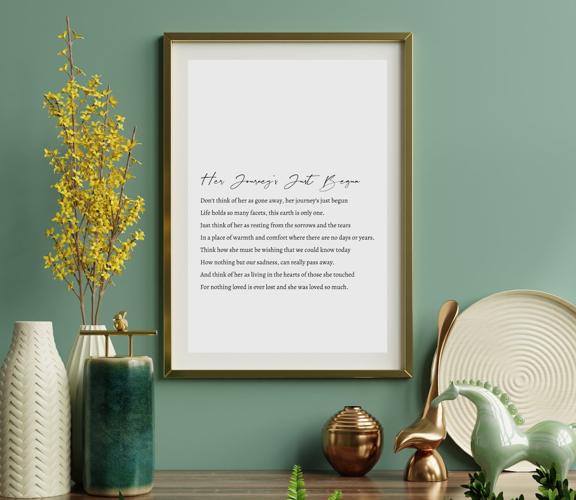 Her Journey's Just Begun Memorial Poem In Minimalist Style Print - Image 2