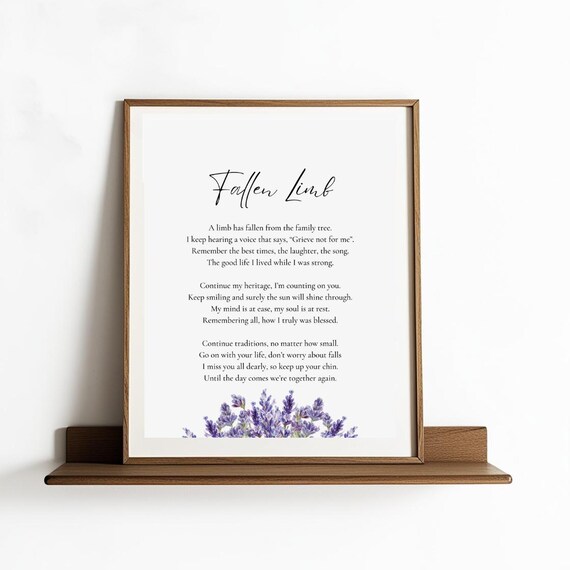 Fallen Limb Lavender Watercolor Botanical Memorial Poem Poster